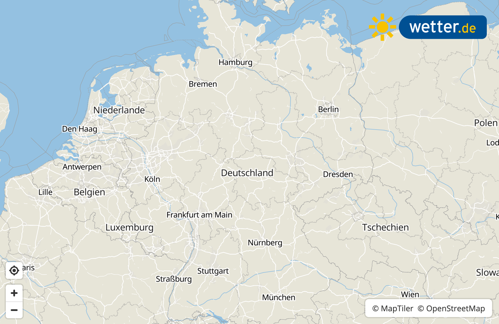 interaktive Deutschlandkarte mit Wetterinformationen